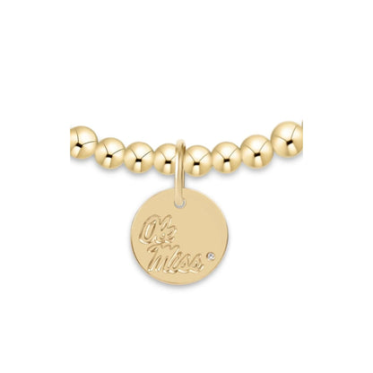 eCollegiate Classic Gold 3mm Bracelet - Ole Miss Disc