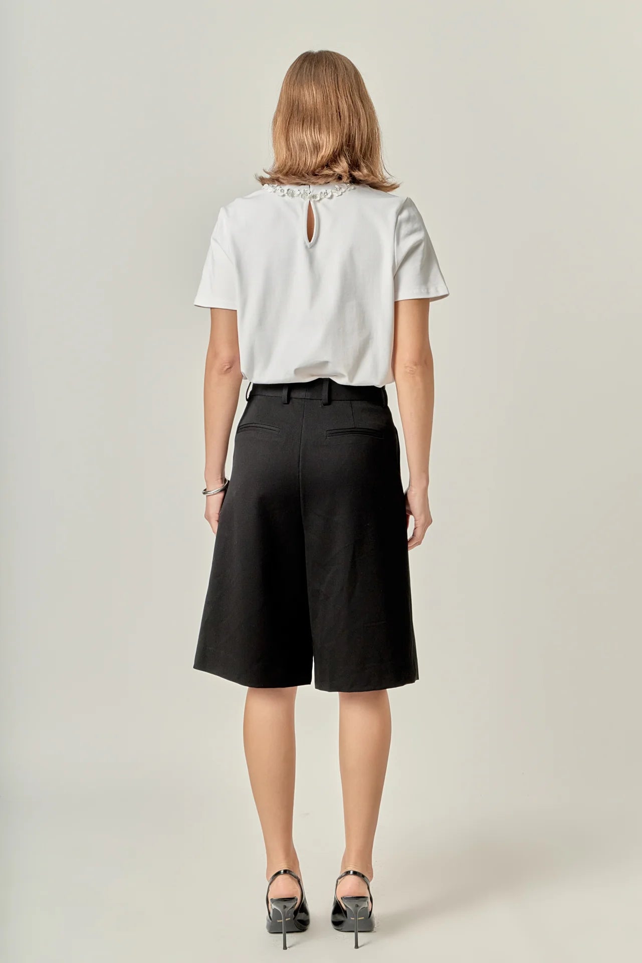 Bow Bead Detail Top - White