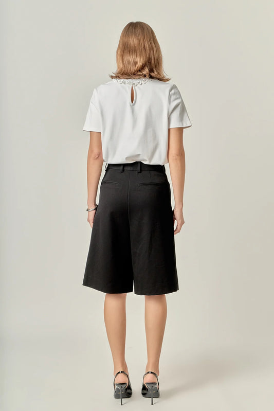 Bow Bead Detail Top - White