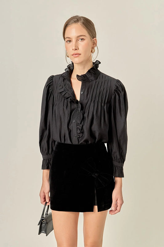 Ruffle Detailed Blouse - Black