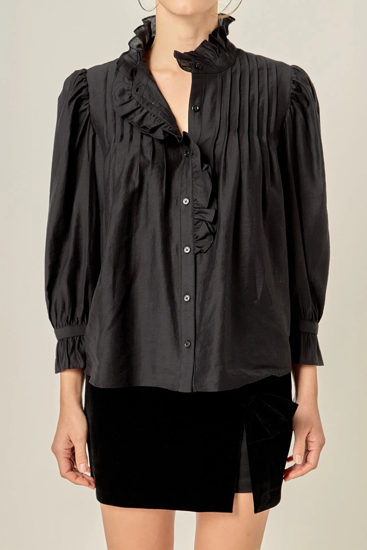 Ruffle Detailed Blouse - Black
