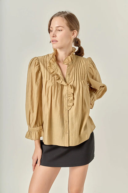 Ruffle Detailed Blouse - Olive