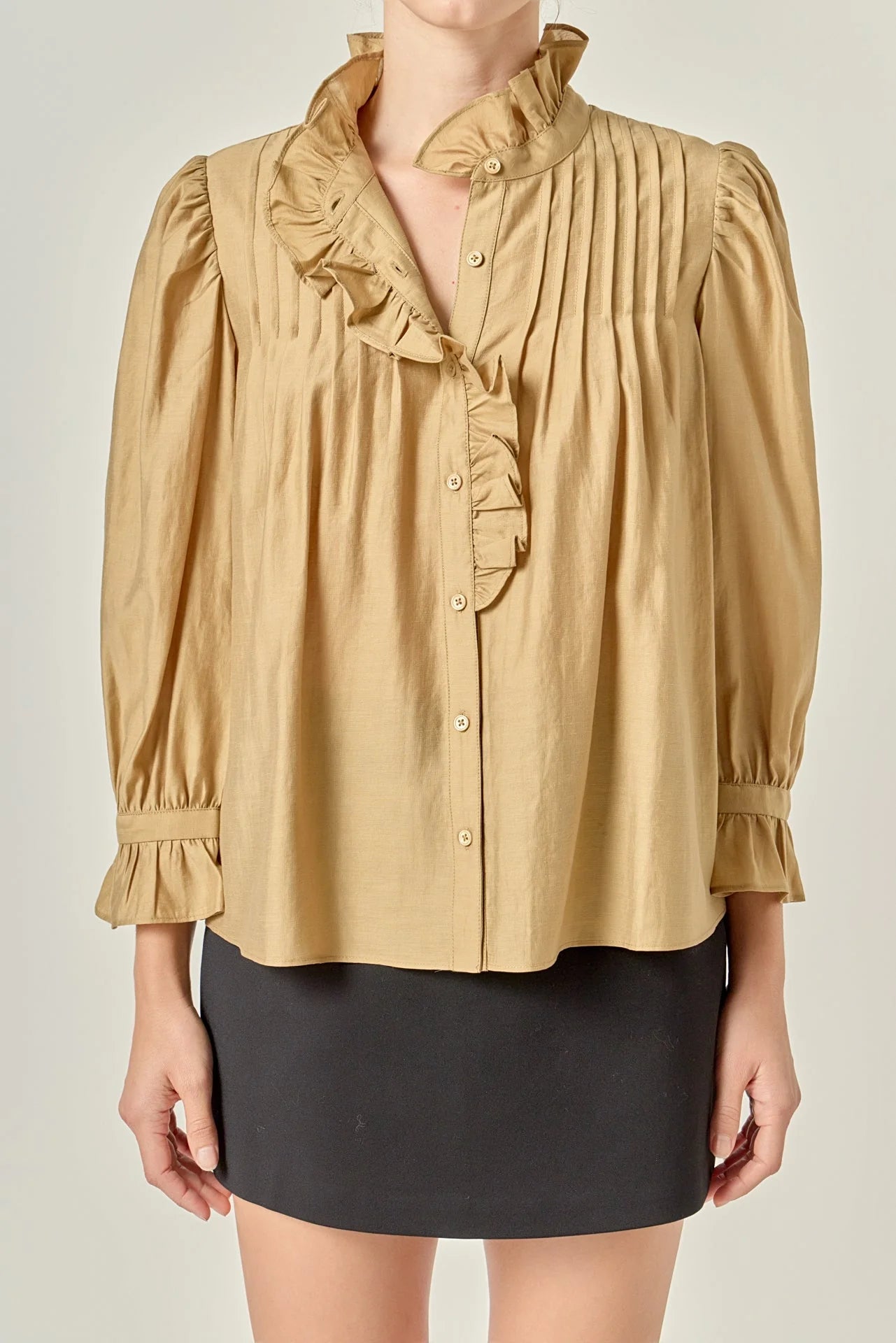 Ruffle Detailed Blouse - Olive