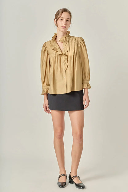 Ruffle Detailed Blouse - Olive