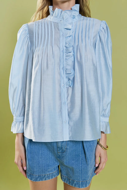 Ruffle Detailed Blouse - Powder Blue