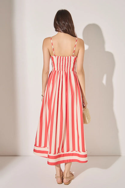Striped Midi Dress - Red/Ivory