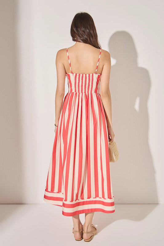 Striped Midi Dress - Red/Ivory
