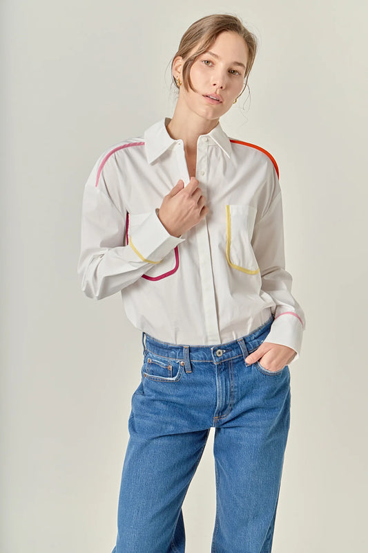Flat Binding Detailed Shirt - Multi