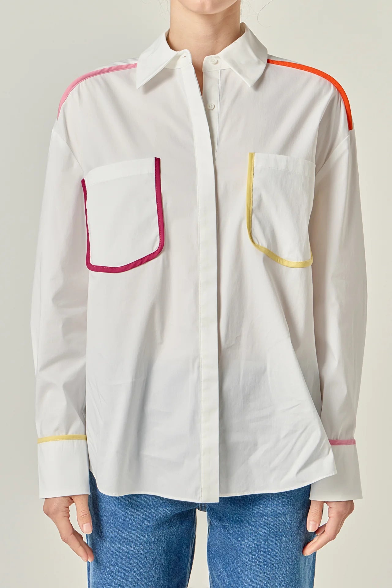 Flat Binding Detailed Shirt - Multi