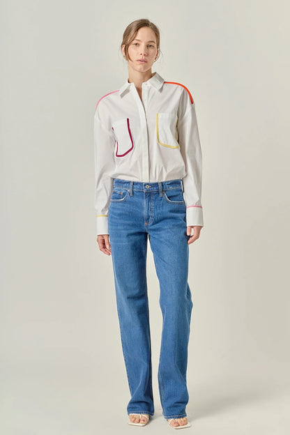 Flat Binding Detailed Shirt - Multi