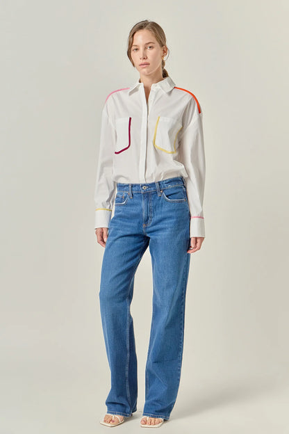 Flat Binding Detailed Shirt - Multi