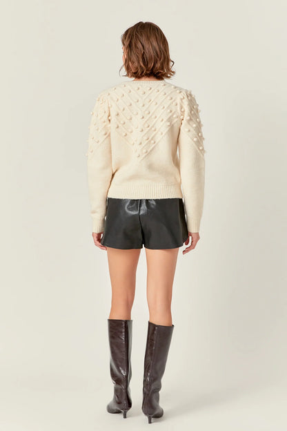 English Factory - Pom Pom Detail Long Sleeve Sweater - Ivory