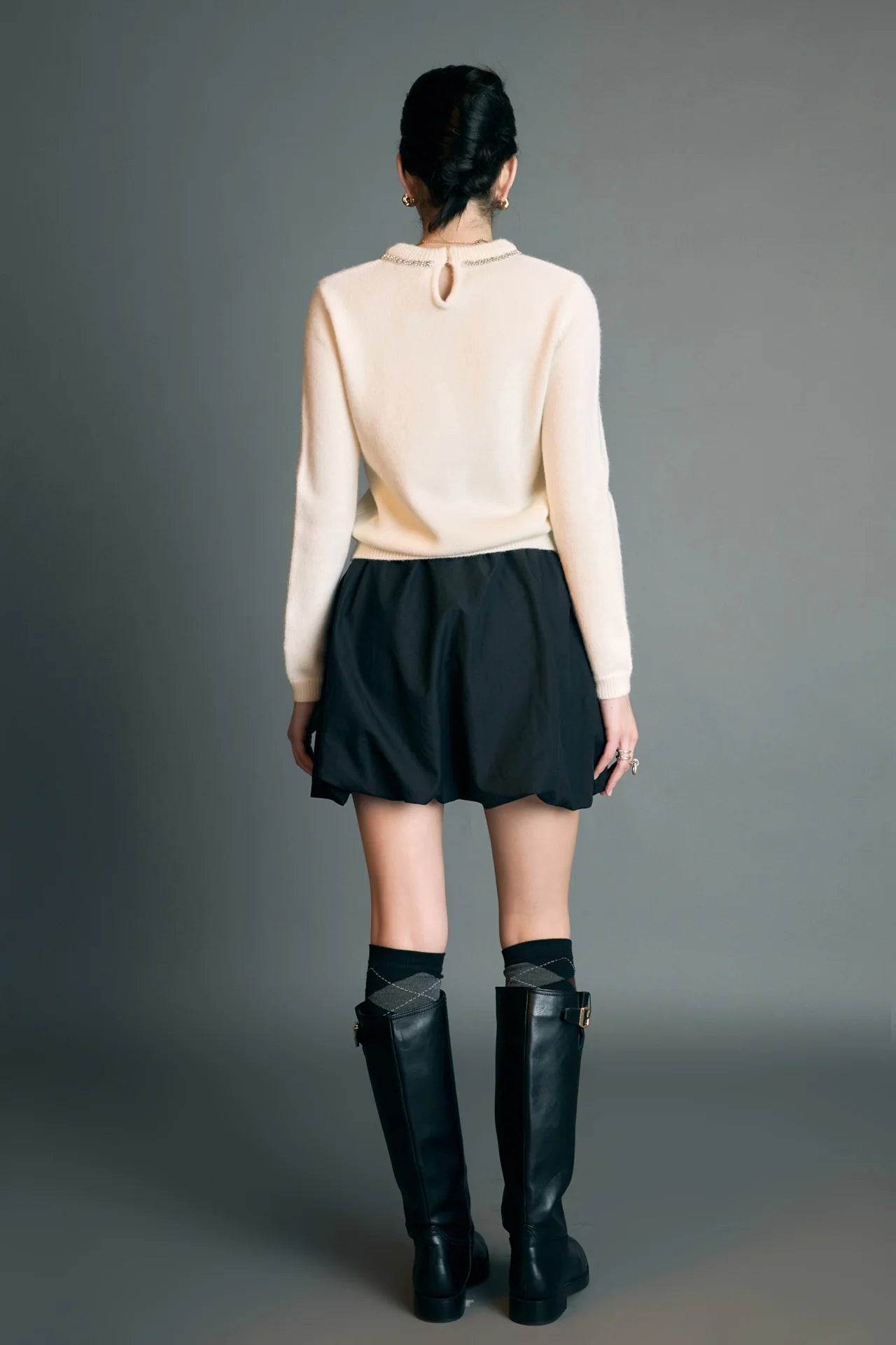 English Factory - Rhinestone Bow Knit - Off White