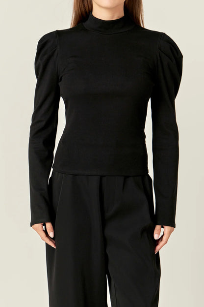 English Factory - Turtle Neck Rib Top - Black