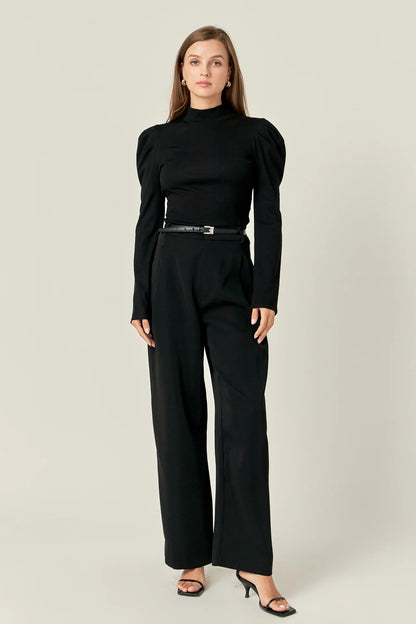 English Factory - Turtle Neck Rib Top - Black