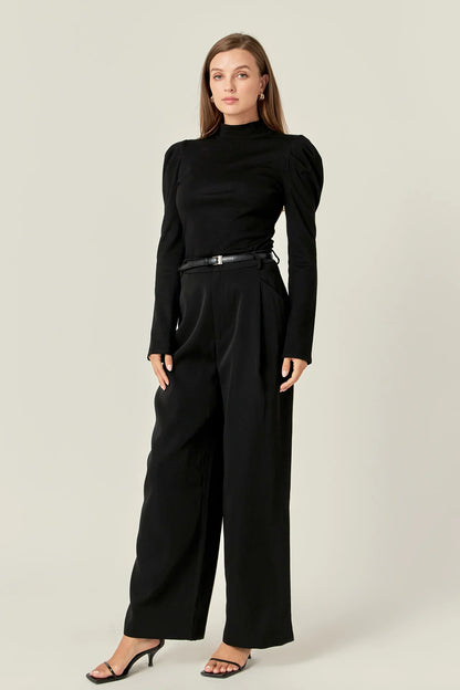 English Factory - Turtle Neck Rib Top - Black