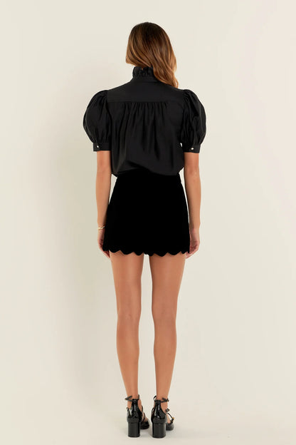 English Factory - Ruffle Pointed Blouse - Black