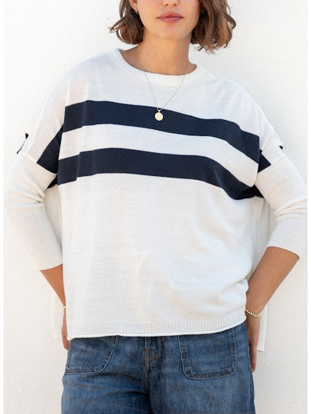 MerSea - Catalina Crewneck Sweater - Navy/Cali Stripe