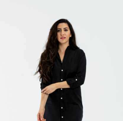 Emily Phillips - Black Tencel Girlfriend Midi Dress