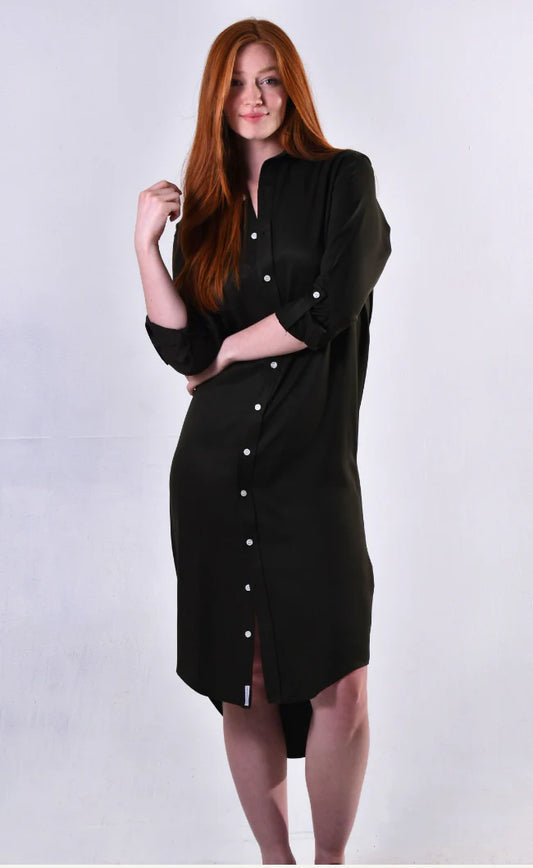 Hunter Green Tencel Girlfriend Midi Dress