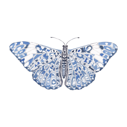 Blue Chinoiserie Butterfly Acrylic Art Block