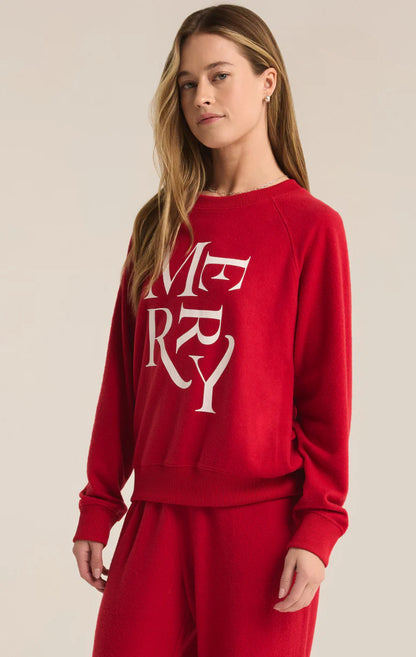 Z SUPPLY - Cassie Merry Long Sleeve Top - Haute Red