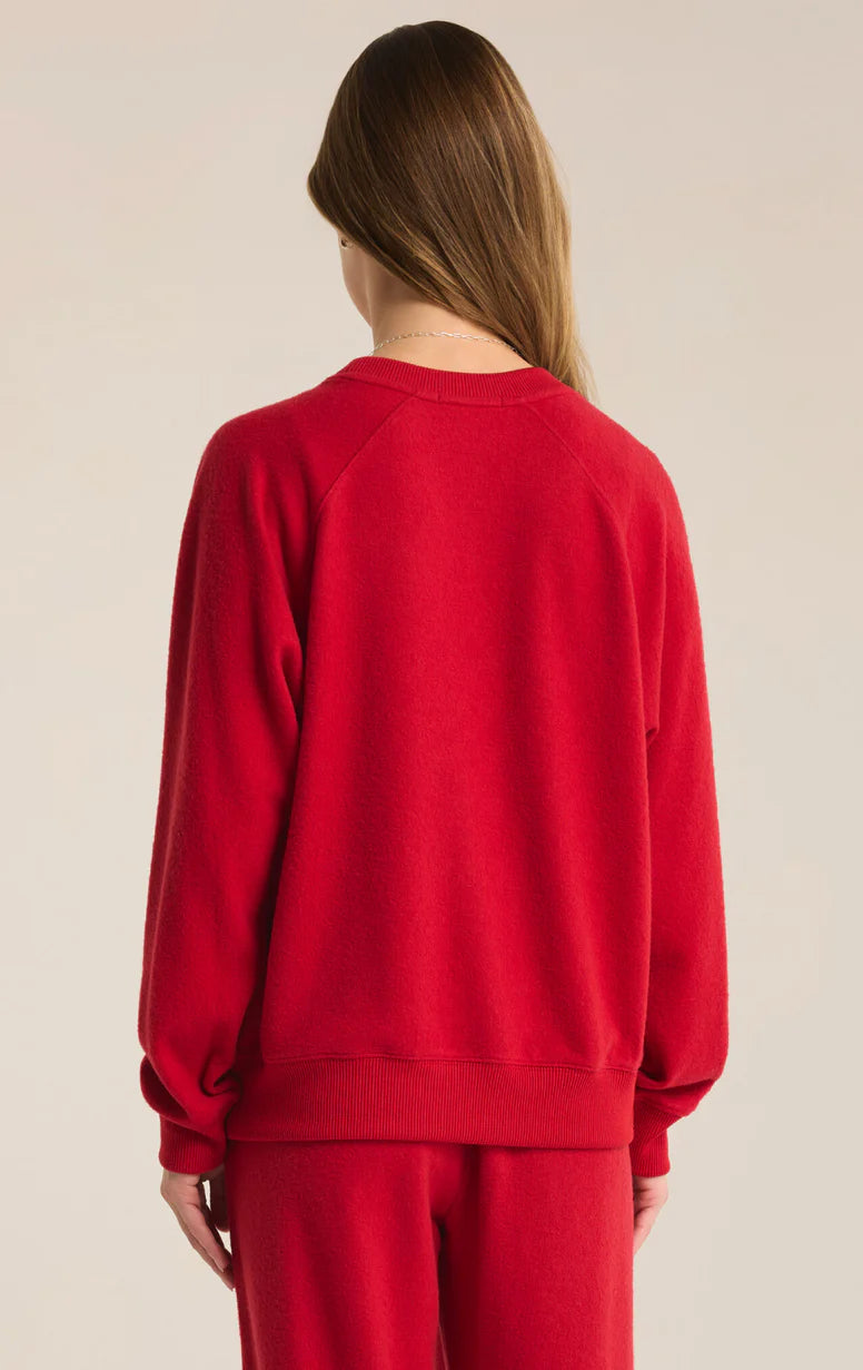 Z SUPPLY - Cassie Merry Long Sleeve Top - Haute Red