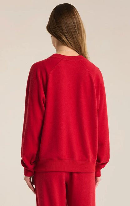 Z SUPPLY - Cassie Merry Long Sleeve Top - Haute Red