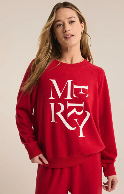 Z SUPPLY - Cassie Merry Long Sleeve Top - Haute Red