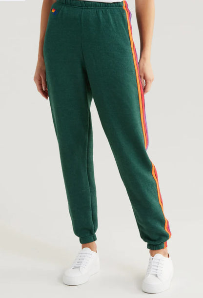 Aviator Nation - 5 Stripe Sweatpants - Forest/Purple Orange