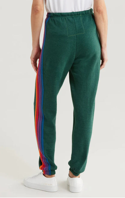 Aviator Nation - 5 Stripe Sweatpants - Forest/Purple Orange