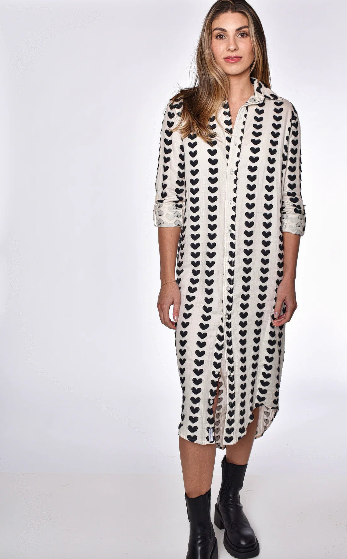 Black Hearts Girlfriend Midi Dress - Spinout