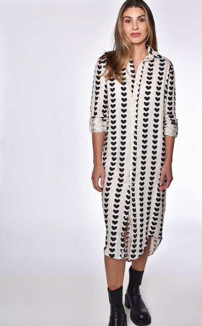 Black Hearts Girlfriend Midi Dress - Spinout