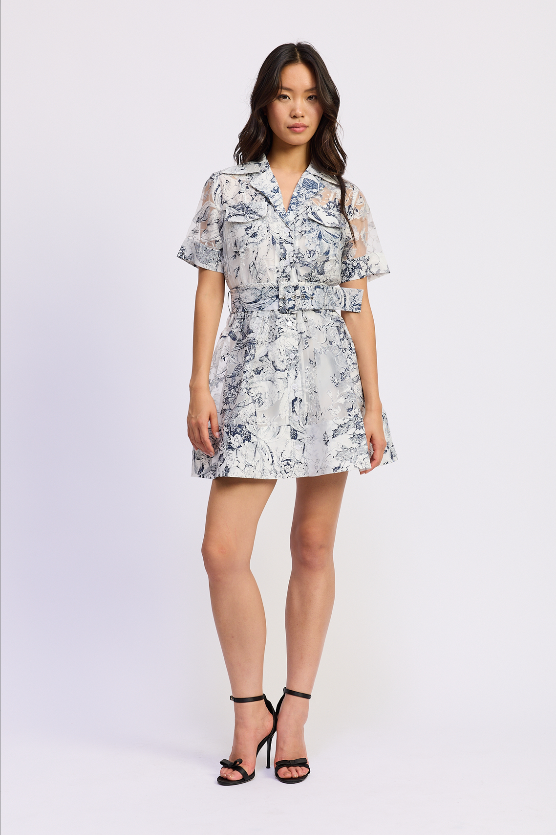 Cyrus Mini Dress - White/Navy - Spinout