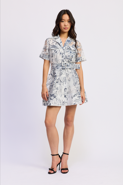 Cyrus Mini Dress - White/Navy - Spinout