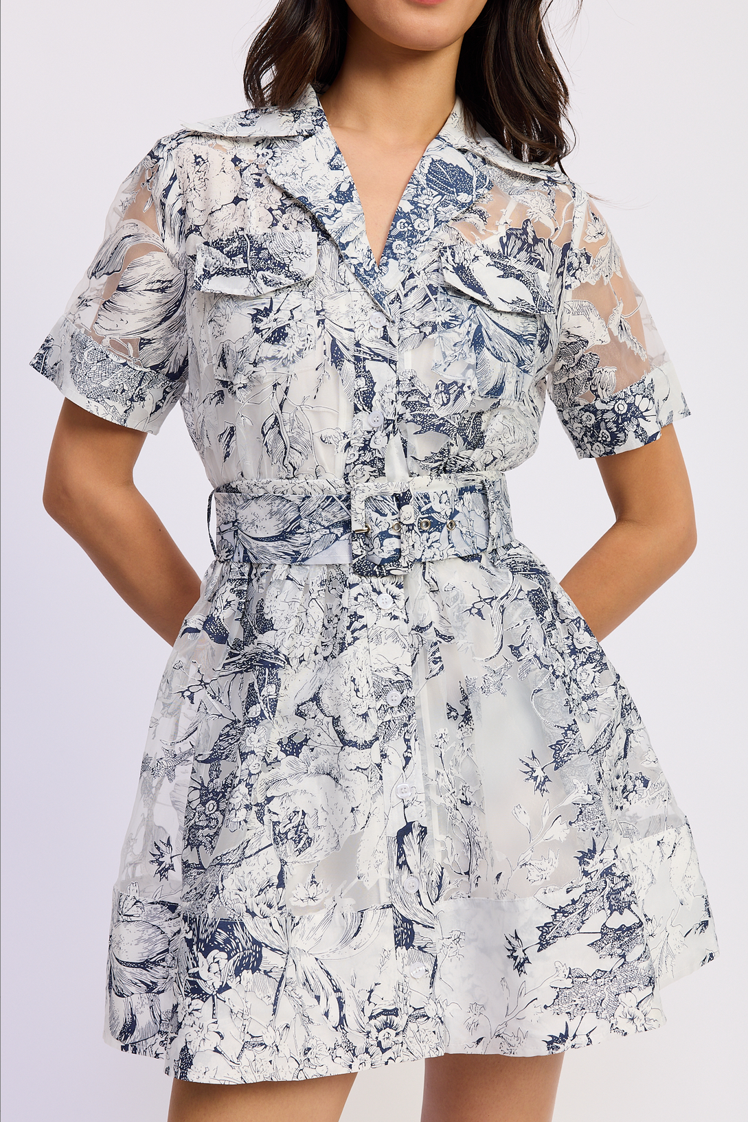 Cyrus Mini Dress - White/Navy - Spinout