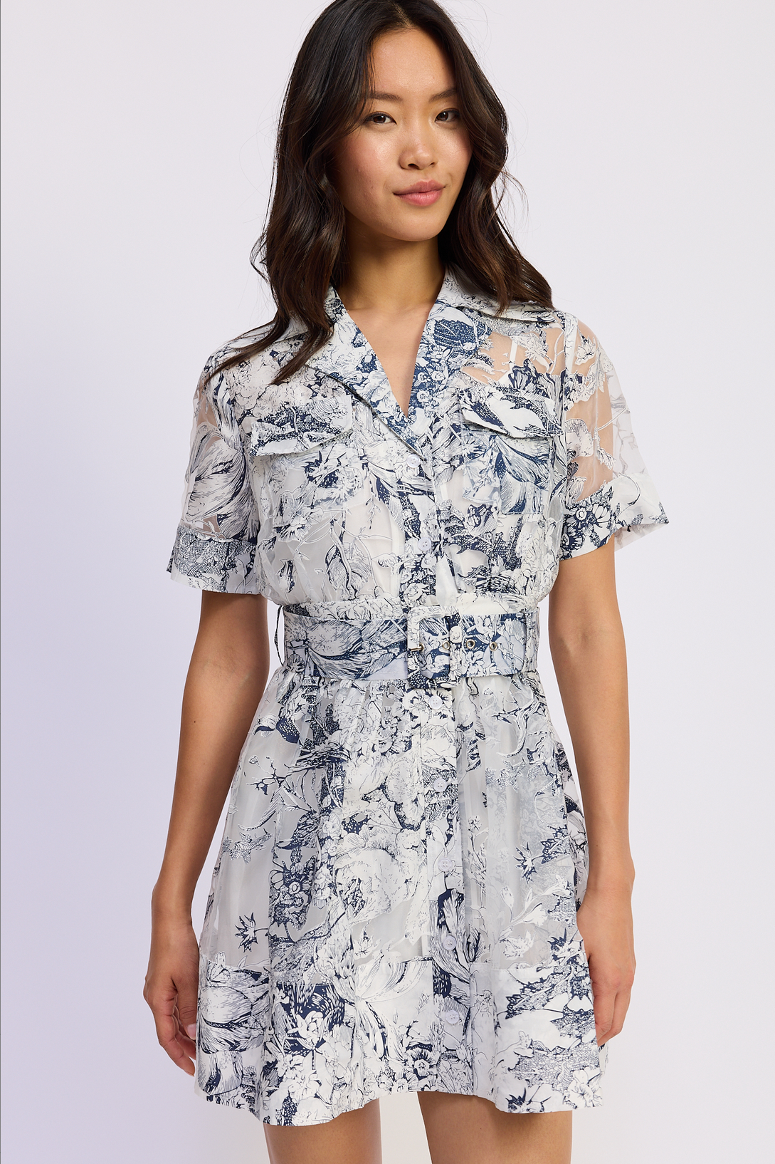 Cyrus Mini Dress - White/Navy - Spinout