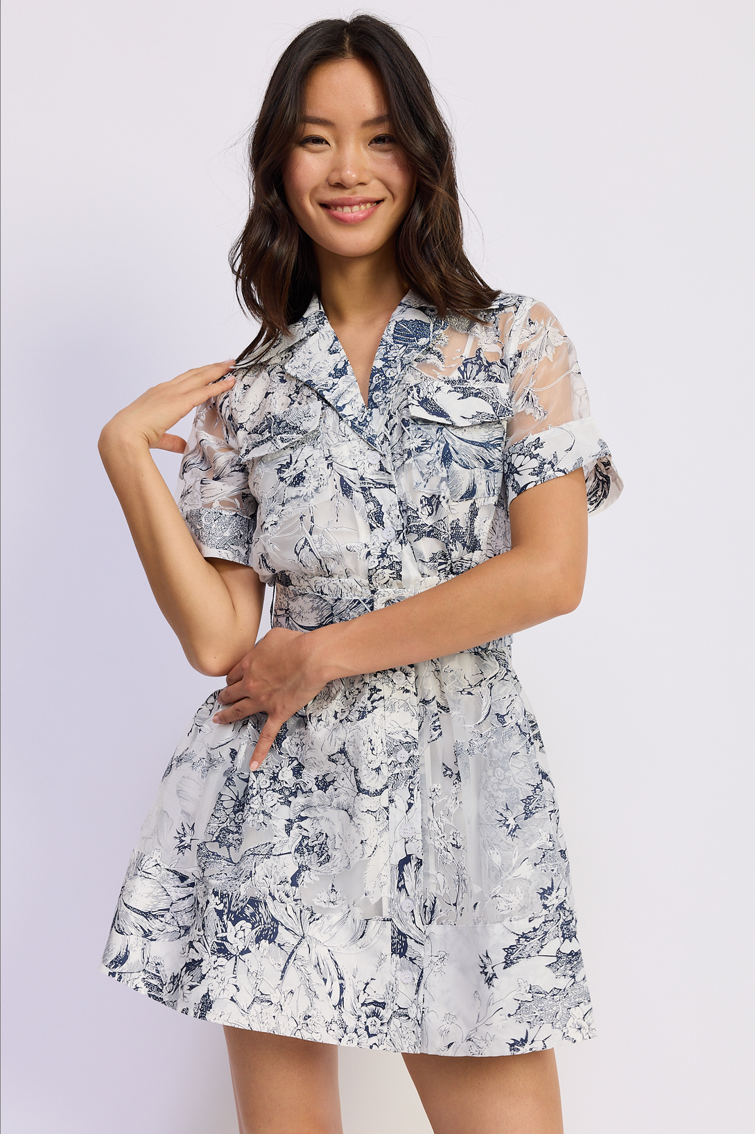 Cyrus Mini Dress - White/Navy - Spinout