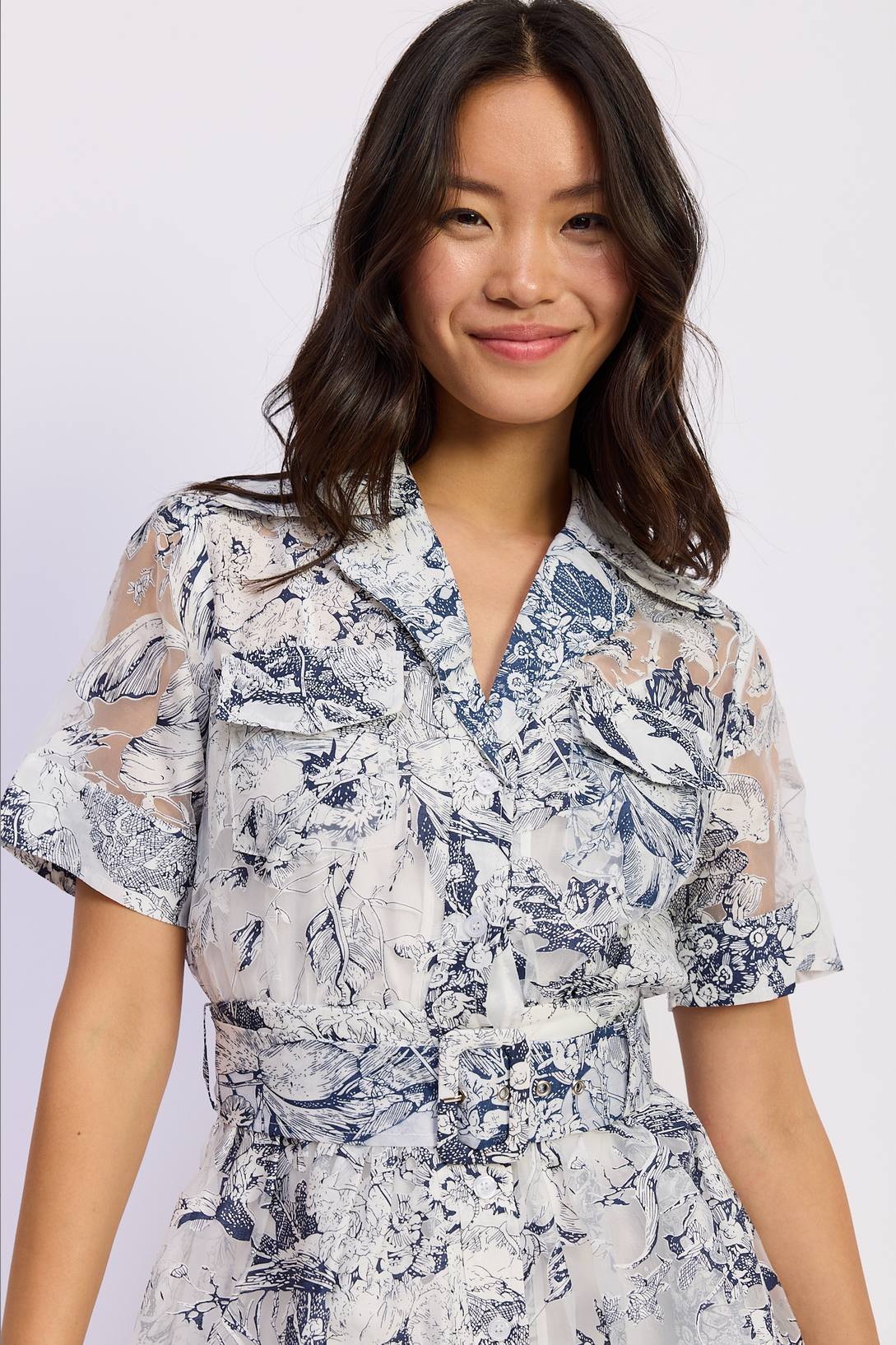 Cyrus Mini Dress - White/Navy - Spinout