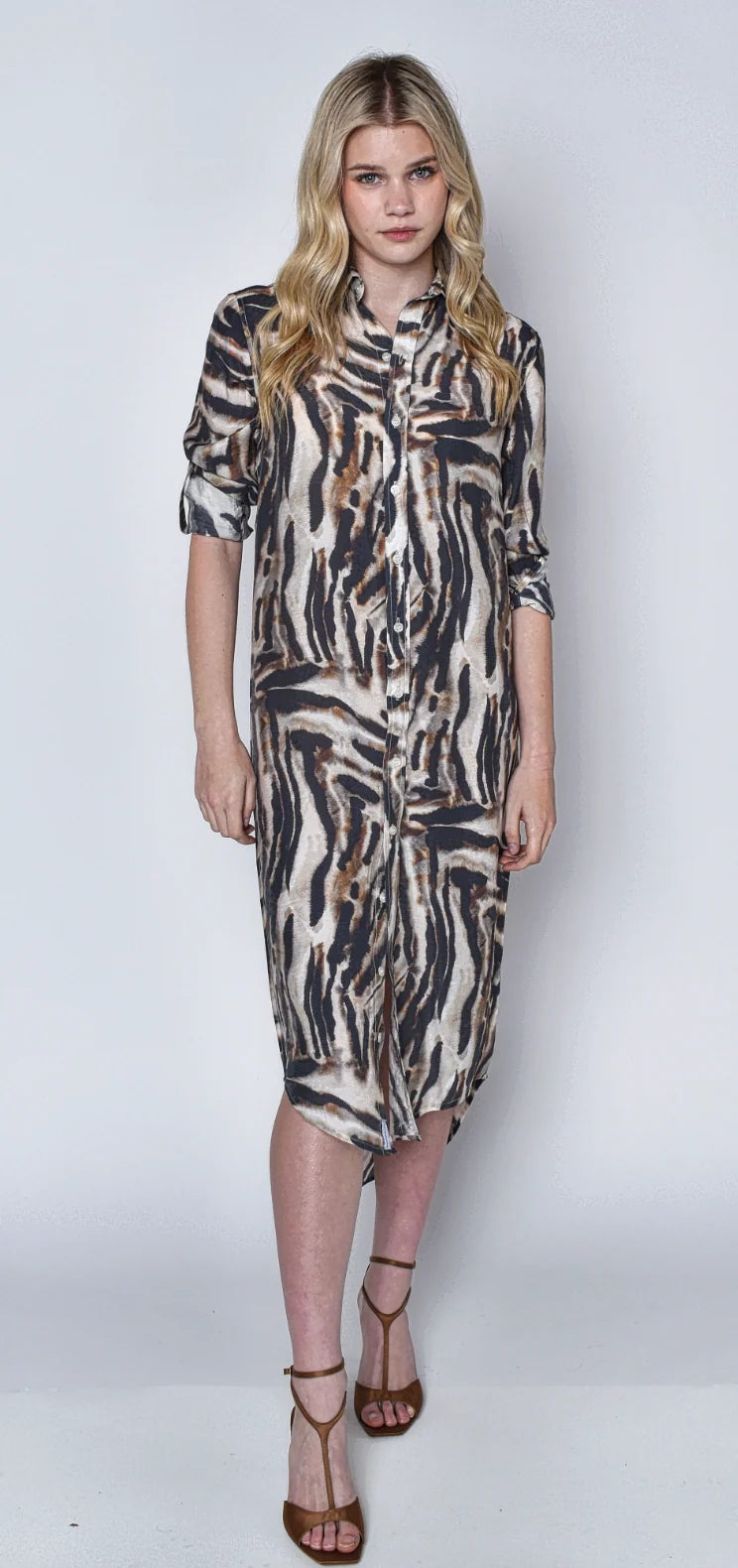 Brown Tiger Girlfriend Midi Dress