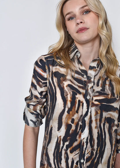 Brown Tiger Girlfriend Midi Dress
