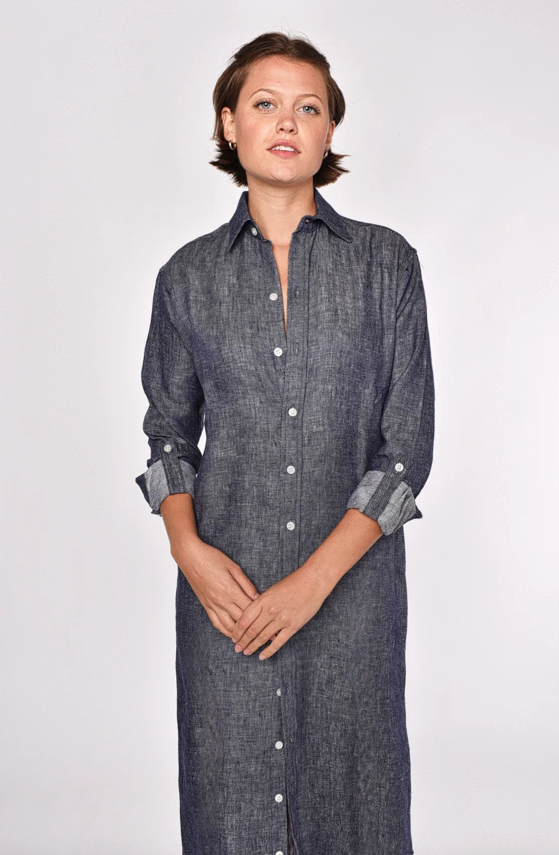 Denim Linen Girlfriend Midi Dress