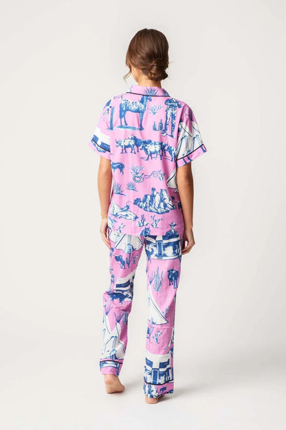 KATIE KIME - Marfa Toile Pajama Pants Set - Pink Navy