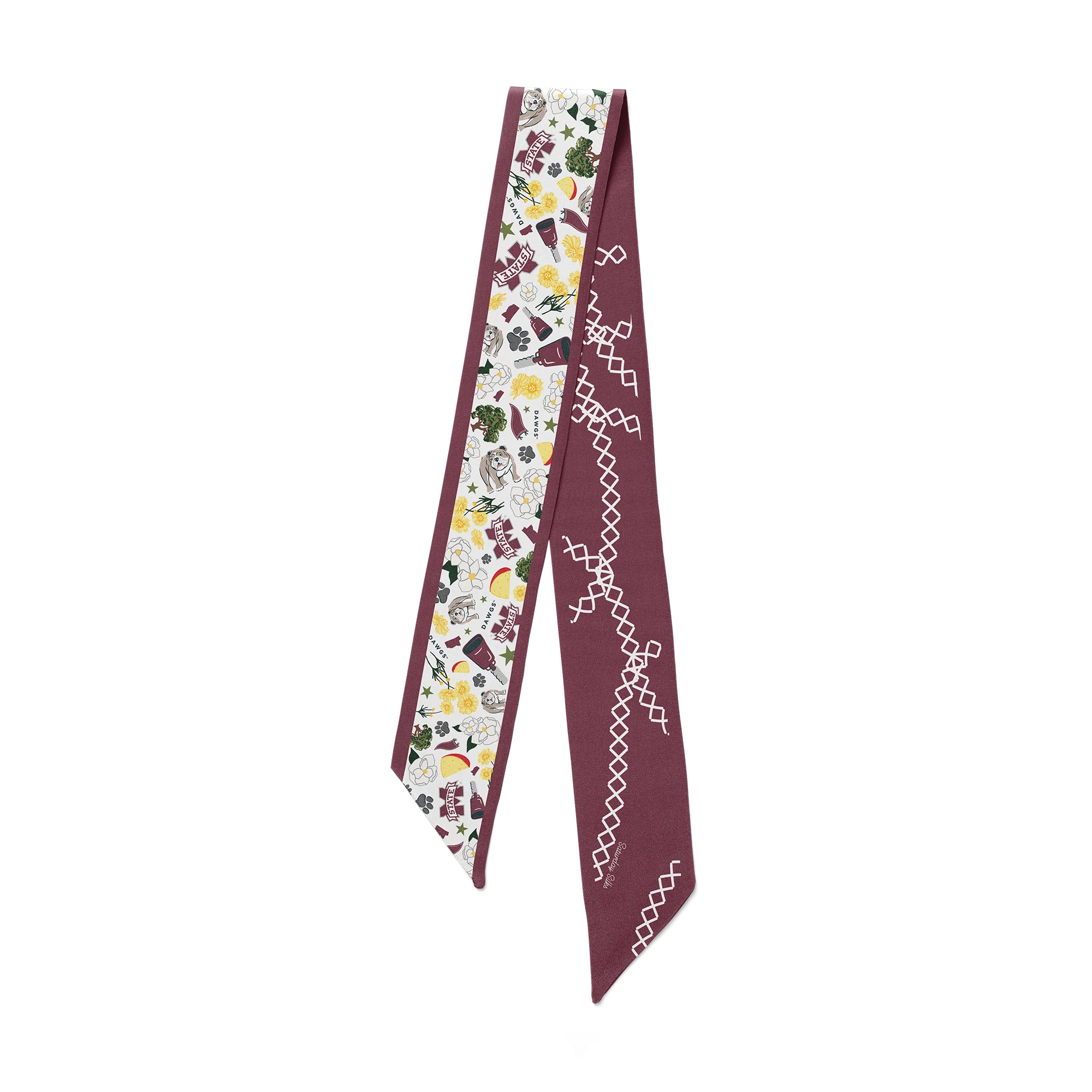Saturday Silks - Mississippi State Bulldogs Skinny Scarf