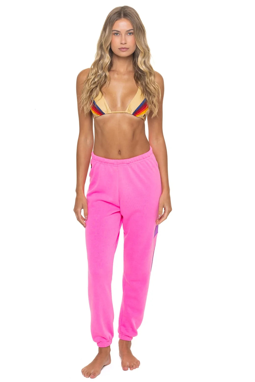 BOLT STITCH SWEATPANTS - NEON PINK // NEON PURPLE