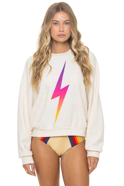 BOLT FADE RELAXED CREW SWEATSHIRT - VINTAGE WHITE // PINK // PURPLE