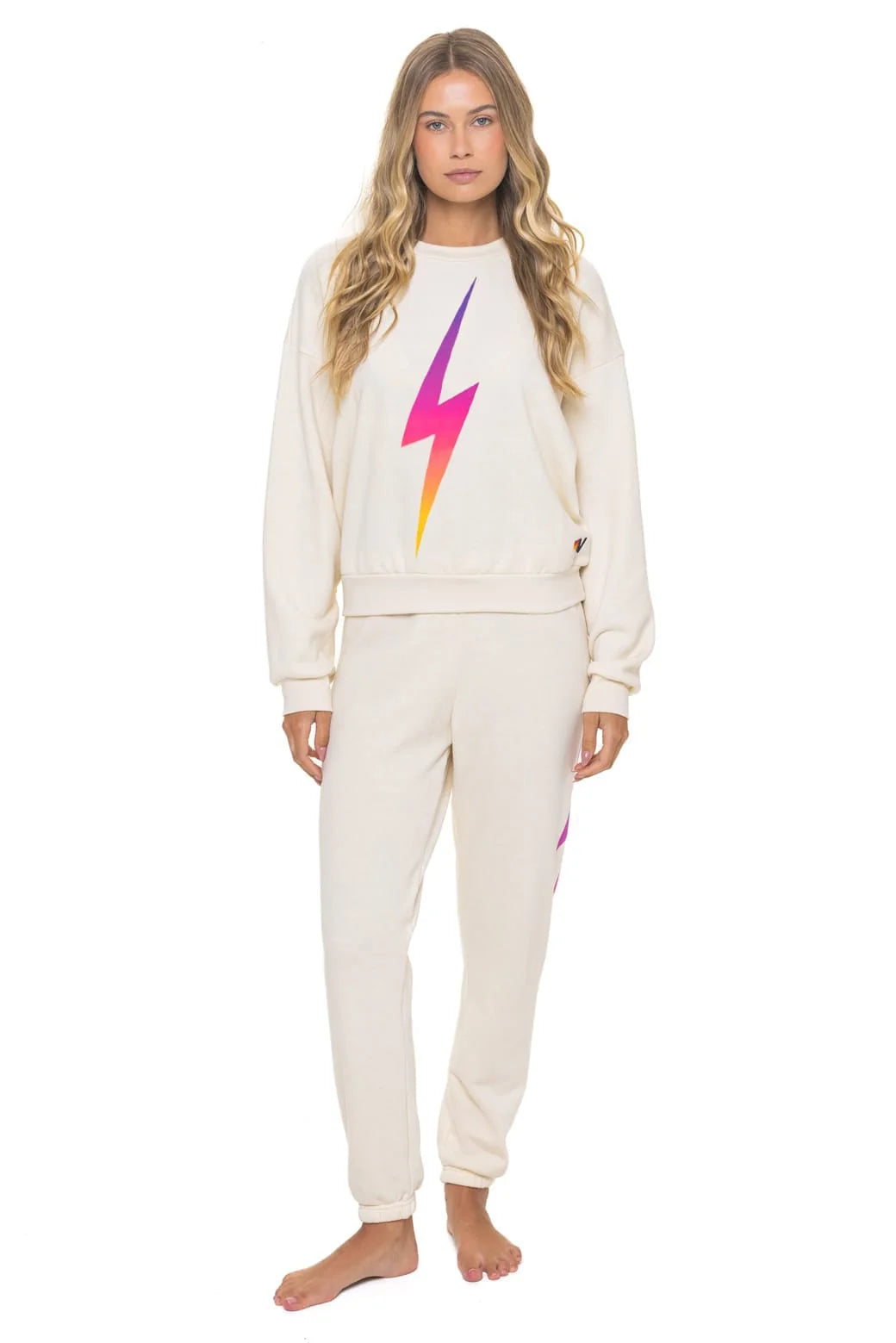 BOLT FADE RELAXED CREW SWEATSHIRT - VINTAGE WHITE // PINK // PURPLE