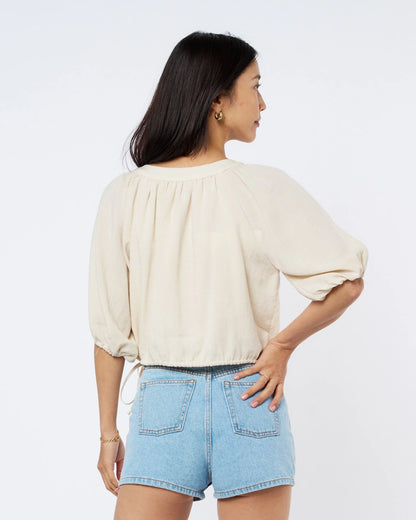 Bo Puff Sleeve Crop Top & Malia Shorts Set - Cream