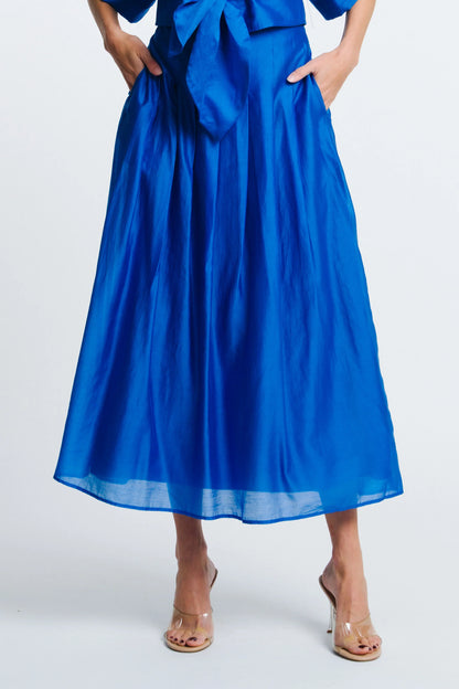 Clarisa Cropped Top & Pheona Midi Skirt Set - Blue