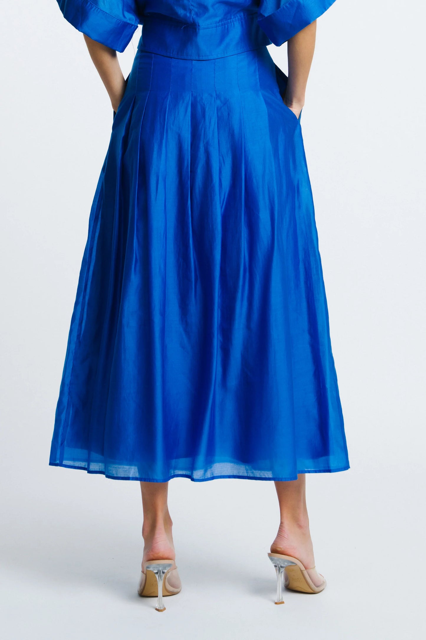 Clarisa Cropped Top & Pheona Midi Skirt Set - Blue